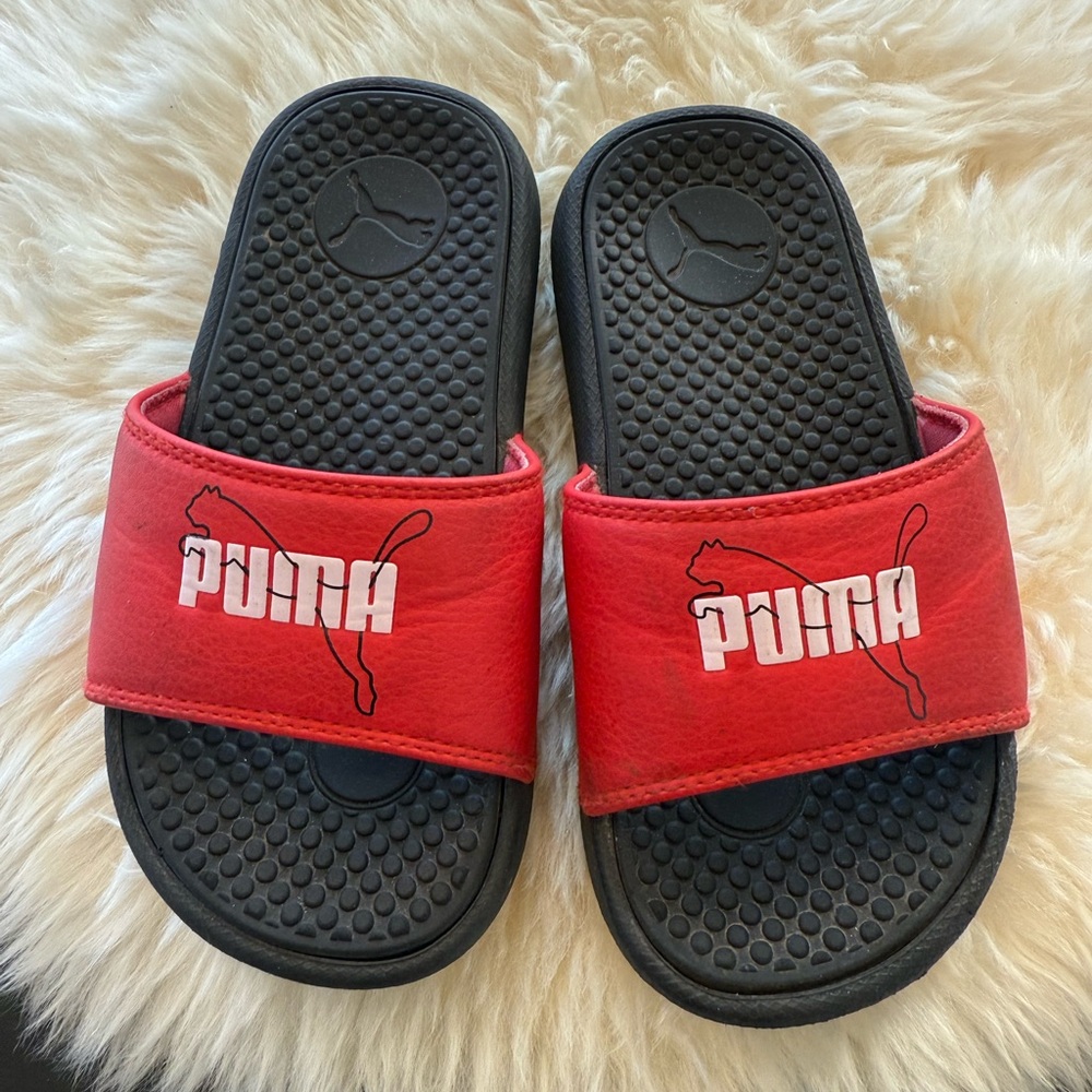 Puma Kids Red Slide Sandals